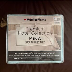 Mueller Ultratemp King Size Sheets Set Super Soft 1800 6 Piece Aqua